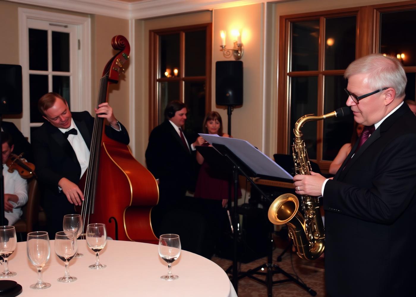 Jazzband spiller til en elegant fest